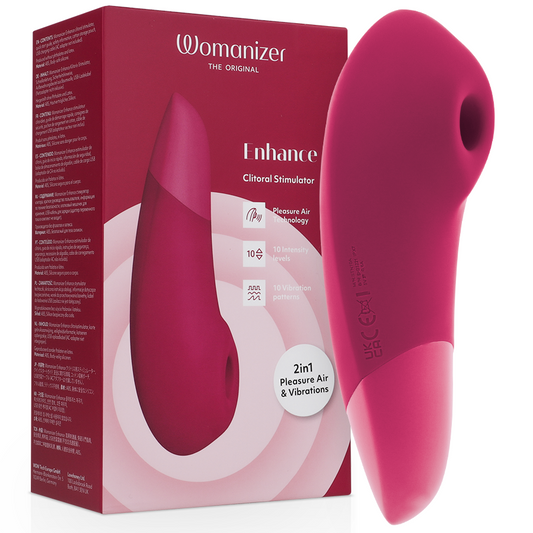 Stimulator Clitoris 2-in-1, WOMANIZER - Enhance, Pleasure Air si Vibratii, Roz Vibrant