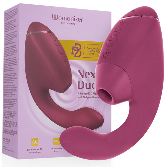Stimulator Dual Clitoris si Punct G, WOMANIZER - Duo Next, 3D Pleasure Air, Roz Inchis