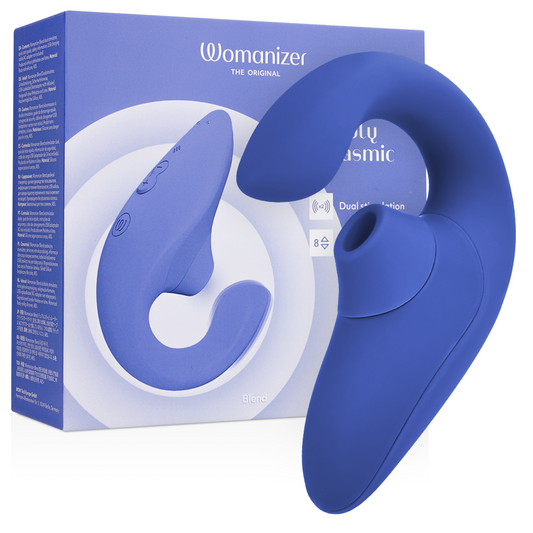Vibrator Rabbit, WOMANIZER - Blend, Stimulator Clitoris Pleasure Air, Albastru Vibrant