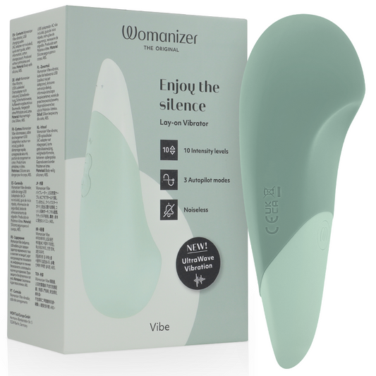 Vibrator Lay-On Silentios, WOMANIZER - Vibe cu UltraWave, Verde Salvie