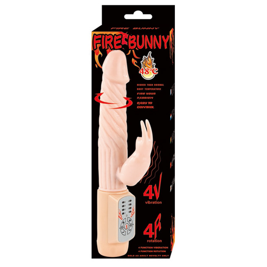 Vibrator Rabbit Rotativ, BAILE - Fire Bunny, cu Sistem de Incalzire, 8 Viteze, 22 cm