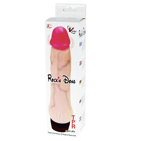 Dildo Realist Extra Large cu Vibratii, BAILE - Rockin Dong III, TPR, 21,5 cm