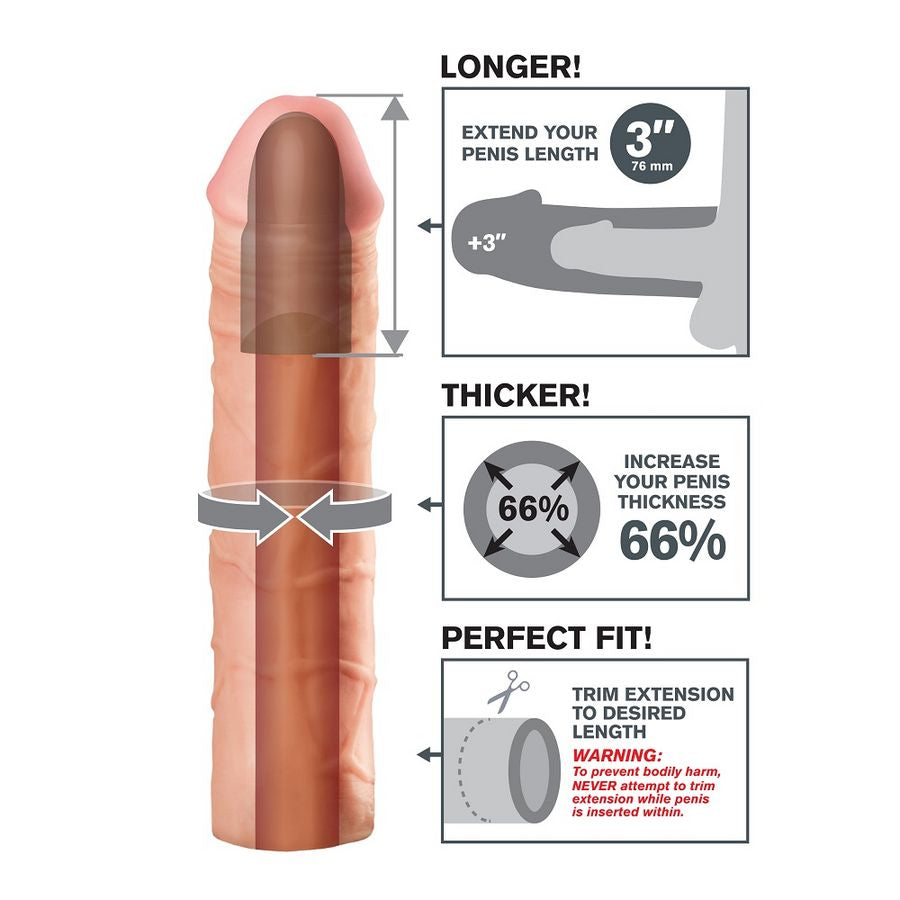 Extensie, Fantasy X-Tensions - Mega 3, Fanta Nud Ultra Realistic, 7.62 CM Nud