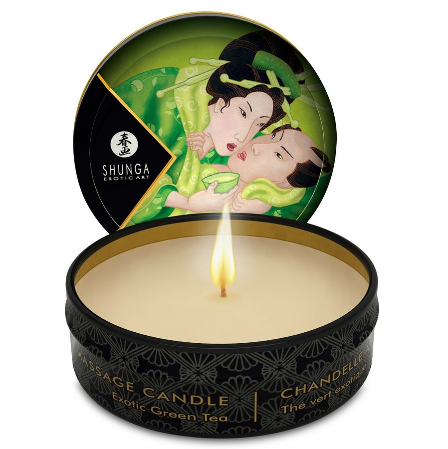 Lumanare de Masaj, Shunga - Mini Caress By Candlelight, Aroma Ceai Verde, 30 ML