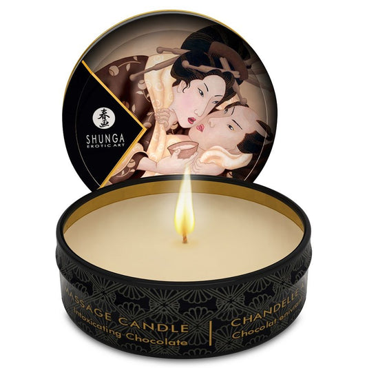 Lumanare de Masaj Erotica, SHUNGA - Mini Caress by Candlelight, Aroma Ciocolata, 30 ml