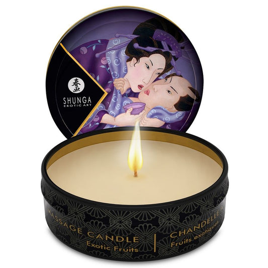 Lumanare de Masaj Erotica, SHUNGA - Mini Caress by Candlelight, Aroma Fructe Exotice, 30 ml
