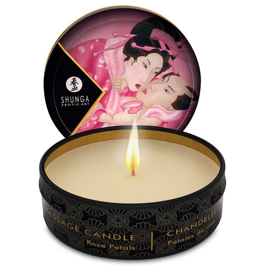 Lumanare de Masaj Erotica, SHUNGA - Mini Caress by Candlelight, Parfum Trandafiri, 30 ml