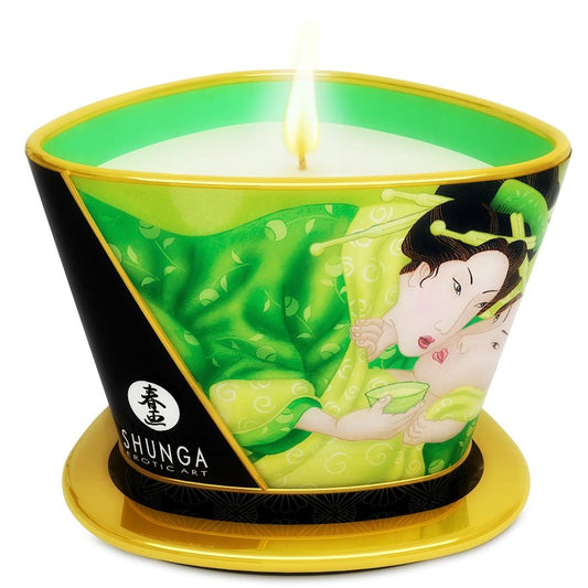 Lumanare de Masaj Erotica, SHUNGA - Mini Caress by Candlelight, Aroma Ceai Verde, 170 ml