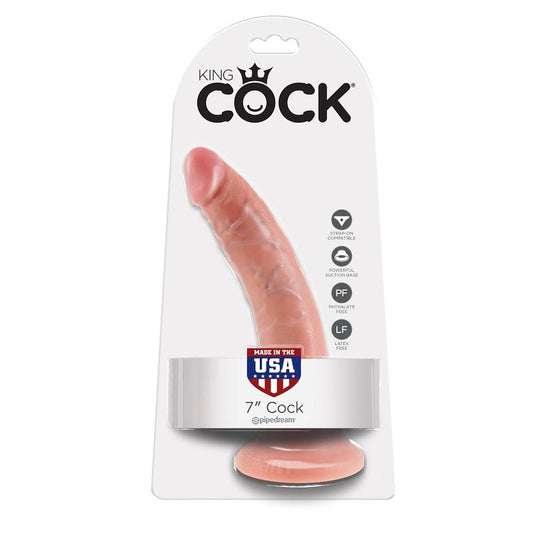 Dildo, King Cock - 7 Inci, cu Ventuza, 17.8 CM Nud