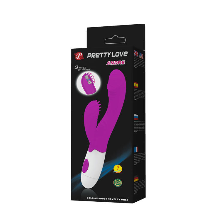 Vibrator Stimulator, Pretty Love - Andre, 7 Moduri de Vibratie, Lila si Alb