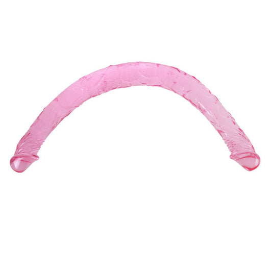 Dildo Dublu, BAILE - Double Dong, TPR Flexibil, Albastru, 44,5 cm