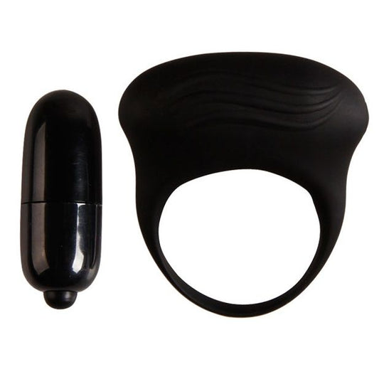 Inel pentru Penis Vibrator, PRETTY LOVE - Bertram, Silicon Medical, Negru