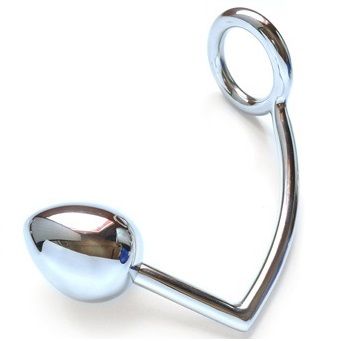 Inel pentru Penis cu Carlig Anal, METAL HARD - Ring with Anal Hook, Otel Chirurgical, 50 mm