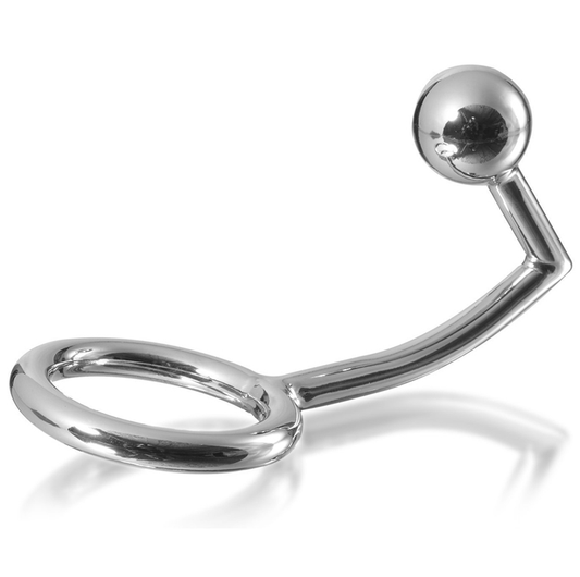 Inel pentru Penis cu Carlig Anal, METAL HARD - 40 mm, Otel Chirurgical