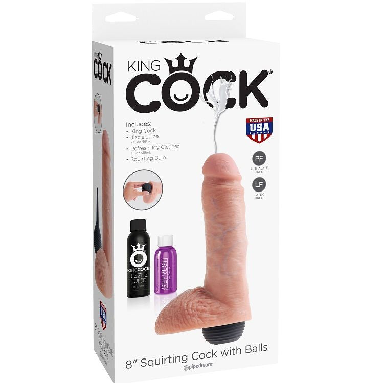 Dildo Realistic, King Cock - Squirter, Ejaculator, Natural 20.32 CM