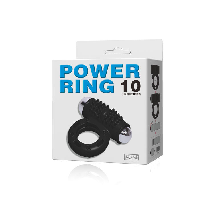 Inel Vibrator Penis, Baile - Power Ring 10V, 10 Functii de Vibratie