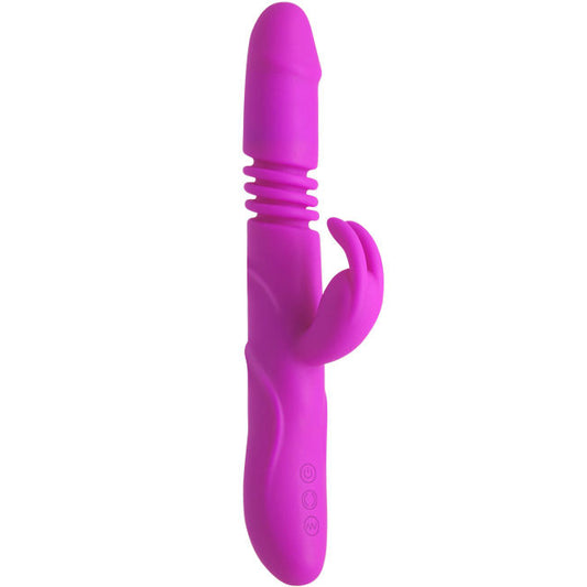 Vibrator Rabbit Telescopic, PRETTY LOVE - Ward, Silicon, Sus-Jos, 12 Moduri Vibratii + 4 Viteze Rotatie, 27 cm