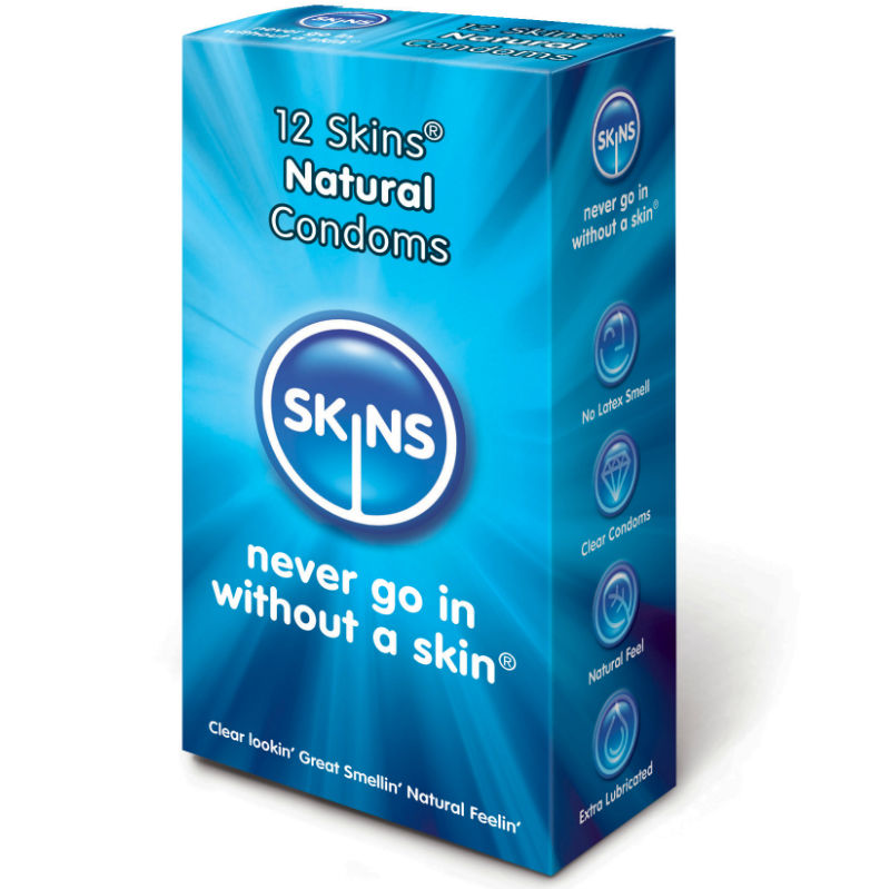 Prezervative, Skins - Natural, Extra Lubrifiate, Pachet 12 Bucati