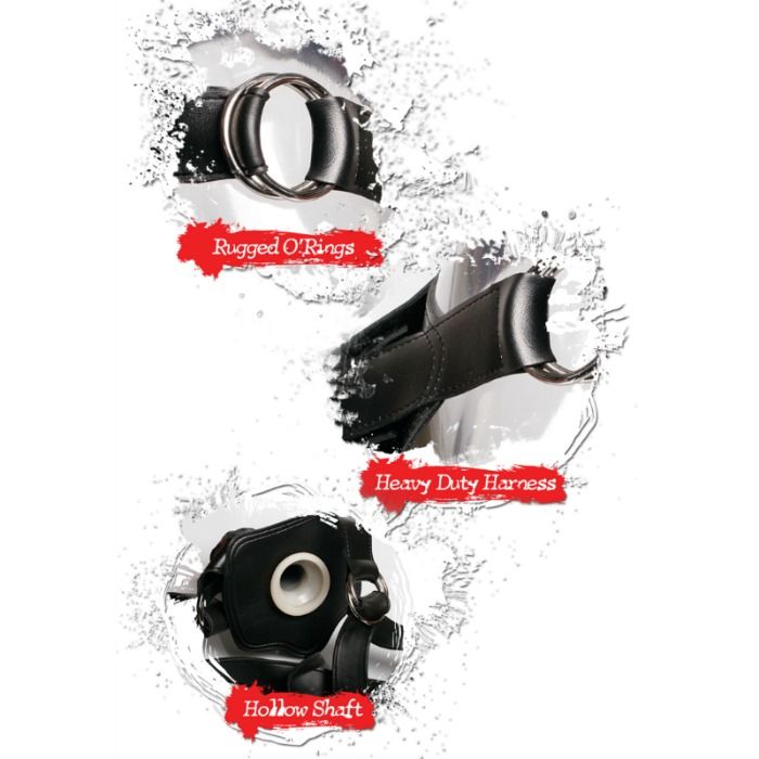 Strap On, Fetish Fantasy Extreme - Hollow, Ham din Piele, 30.5 CM / Negru