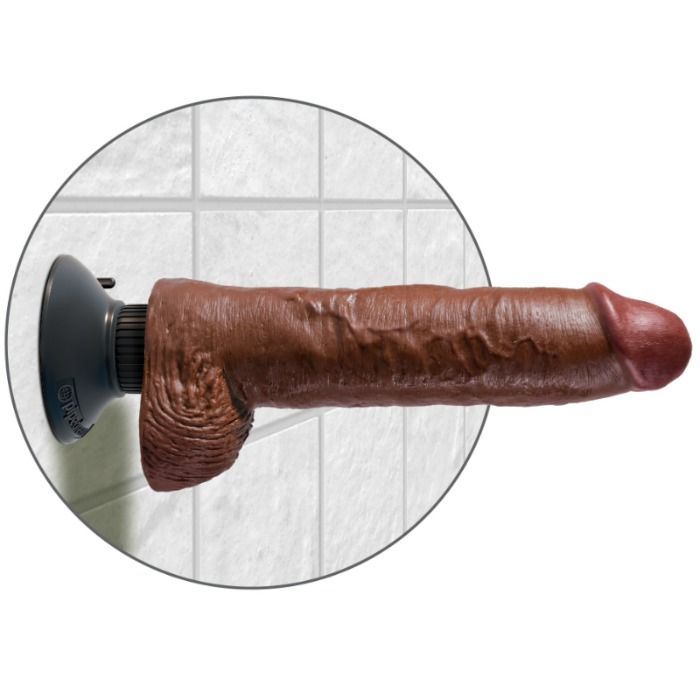 Dildo, King Cock - Vibrantor cu Testicule, Impermeabil, 25.5 CM Maro