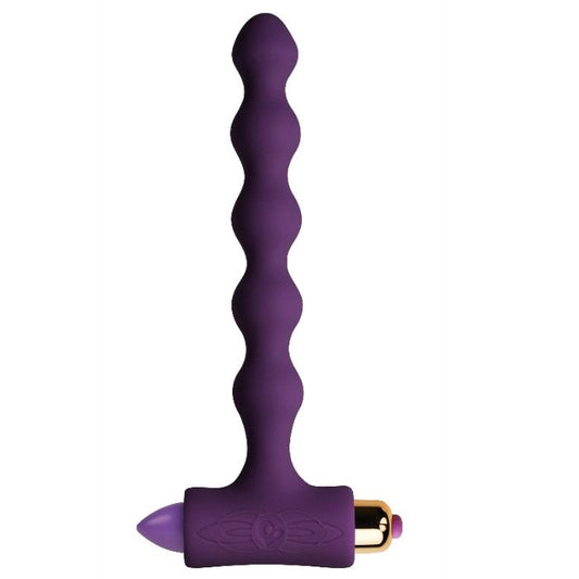 Dop Anal cu Vibratii si Perle, ROCKS-OFF - Petite Sensations Pearls, Silicon