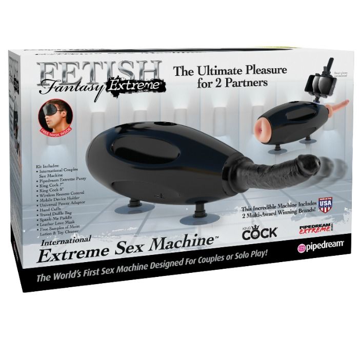 Masina de Sex, Fetish Fantasy Extreme - International, Portabila cu Adaptor Universal 100-240V, Kit 2 Dildo 17.8 CM si 20.3 CM