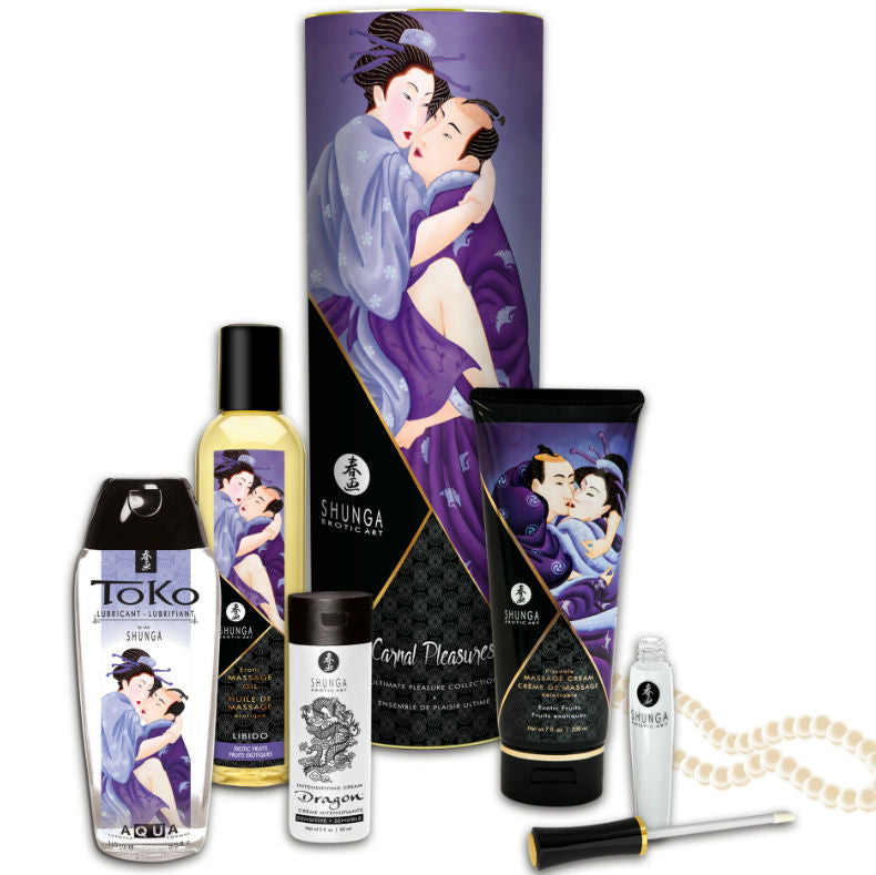Kit Cosmetice Erotice, Shunga - Carnal Pleasures Collection, Pachet Introductiv pentru Cupluri, 6 Piese