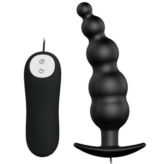 Dop Anal cu Vibratii, PRETTY LOVE - 12 Moduri, Silicon, Negru, cu Telecomanda