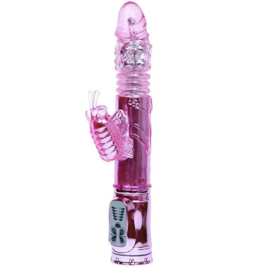 Vibrator Rabbit Rotativ Telescopic, BAILE - cu Stimulator Fluture, Reincarcabil USB