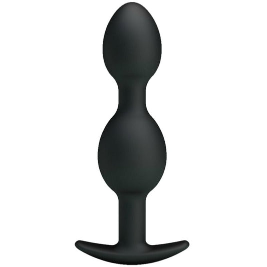Bile Anale Silicon, PRETTY LOVE - Ergonomice cu Bile Interioare, Negru, 12,5 cm