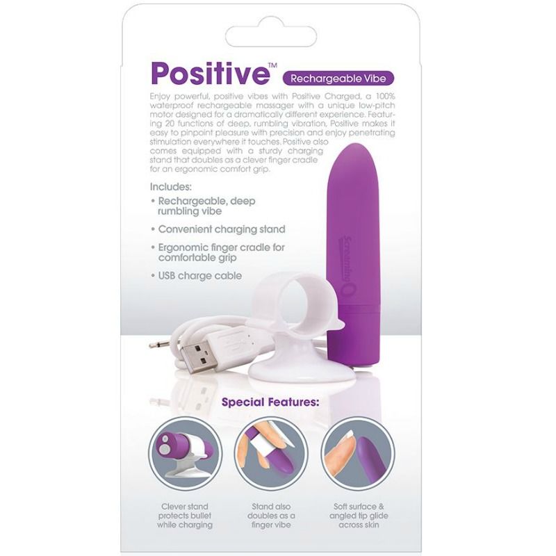 Vibrator Reincarcabil, Screaming O - Positive, 20 Niveluri de Vibratie, Lila