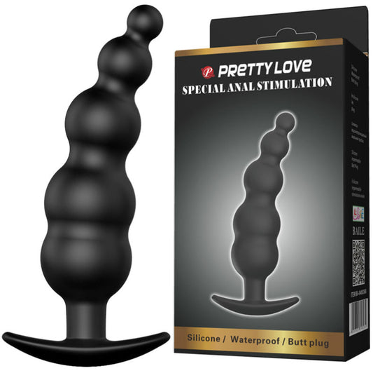 Dop Anal, PRETTY LOVE - Special Anal Stimulation, Silicon Medical, Negru, 11,8 cm