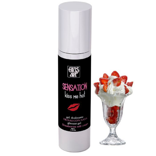 Lubrifiant Natural pe Baza de Apa, EROS-ART - Sensattion, Aroma Capsuni cu Frisca, Efect Incalzitor, 50 ml
