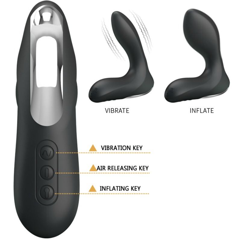 Vibrator Prostata, Pretty Love - Leonard, Gonflabil cu Vibratii, Negru