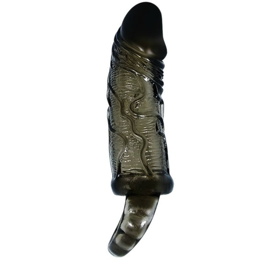 Manson Extender pentru Penis cu Curea, BAILE - Design Realist TPR, Negru, 13,5 cm