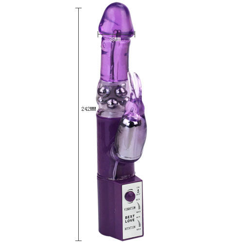 Vibrator Rabbit Rotativ cu Perle, BAILE - Hot Lady II TPR, 24 cm