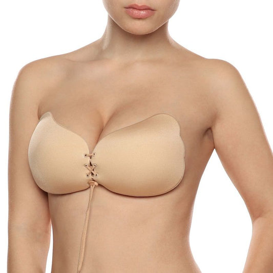 Sutien Autoadeziv Push-Up Dantela, BYE-BRA - Lace-It, Bej, Cupa A