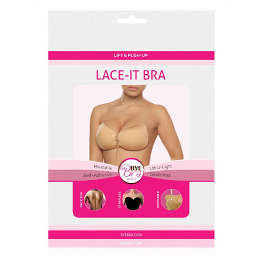Sutien Autoadeziv Push-Up Dantela, BYE-BRA - Lace-It, Bej, Cupa B