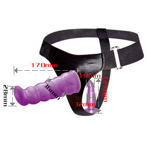 Ham cu Dildo Anal si Vaginal, BAILE - Gpoint, TPR, Lila, 17 cm
