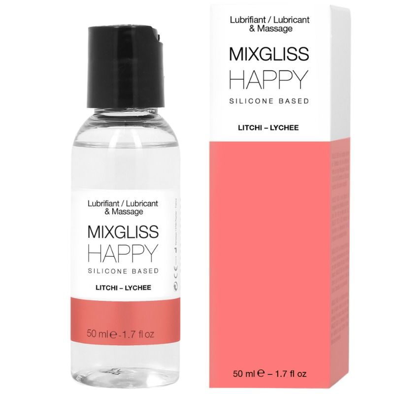 Lubrifiant Siliconic, Mixgliss - Happy Litchi, 2 in 1 Masaj si Lubrifiere, 50 ML