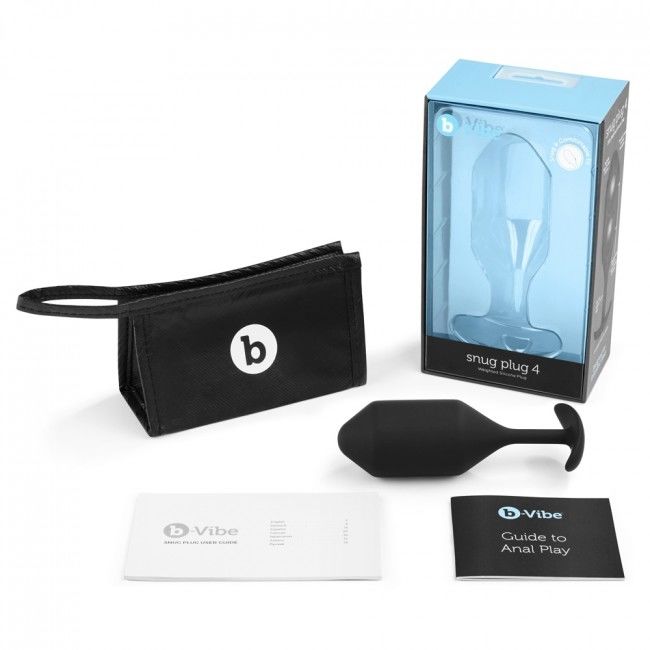 Plug Anal, B-Vibe - Snug Plug 4, cu Bile Interioare, Negru