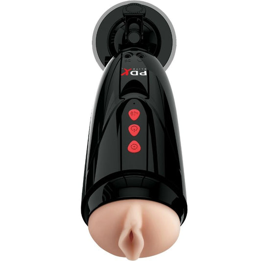 Masturbator cu Vibratii si Voce, PDX ELITE - Dirty Talk Starter Stroker, Fanta Flesh, Reincarcabil