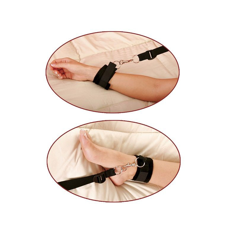 Kit de Restrictii, Fetish Fantasy Series - Bed Bindings, Curele sub Saltea cu Mansete din Neopren