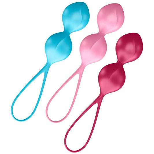 Bile Kegel Set Antrenament, SATISFYER - Loveballs Training Set 2, Silicon, 3 Bucati