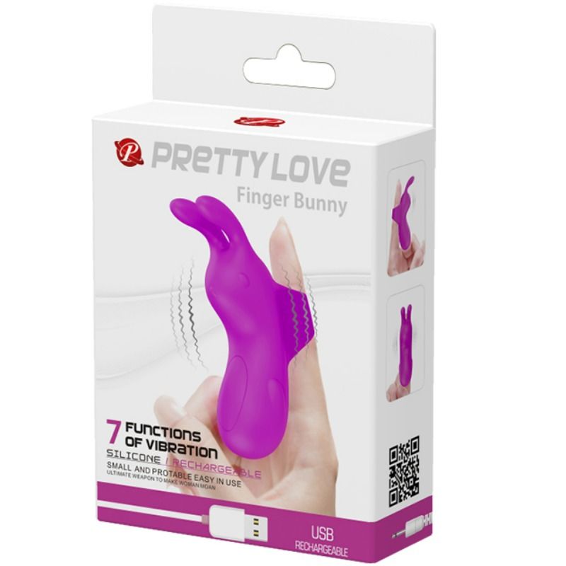 Vibrator de Deget, Pretty Love - Smart Rechargeable Thimble With Rabbit, 7 Moduri de Vibratie