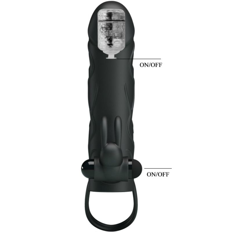 Prelungitor Manson Penis, Pretty Love - 2.0, cu Vibratie, 14 CM / Negru