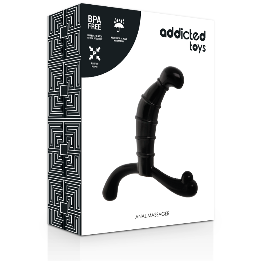 Vibrator Prostata, Addicted Toys - Prostate Pleasure, Stimulare Prostata Anus si Perineu, Negru
