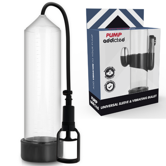 Pompa pentru Penis, PUMP ADDICTED - RX7, Transparenta, cu Vibrator, 24 cm