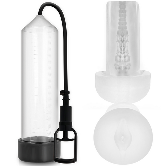 Pompa pentru Penis, PUMP ADDICTED - RX7 Transparenta cu Masturbator