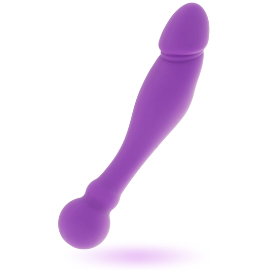 Vibrator Dublu, INTENSE - Rick Dual, Silicon Flexibil, Stimulator Clitoris, Lila, 18 cm